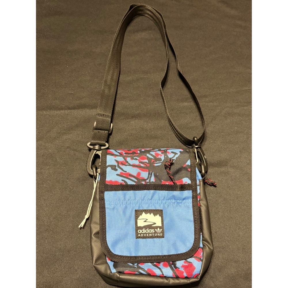 Adidas Adventure Small Crossbody Bag Blue Red Abstract Print Outdoor
